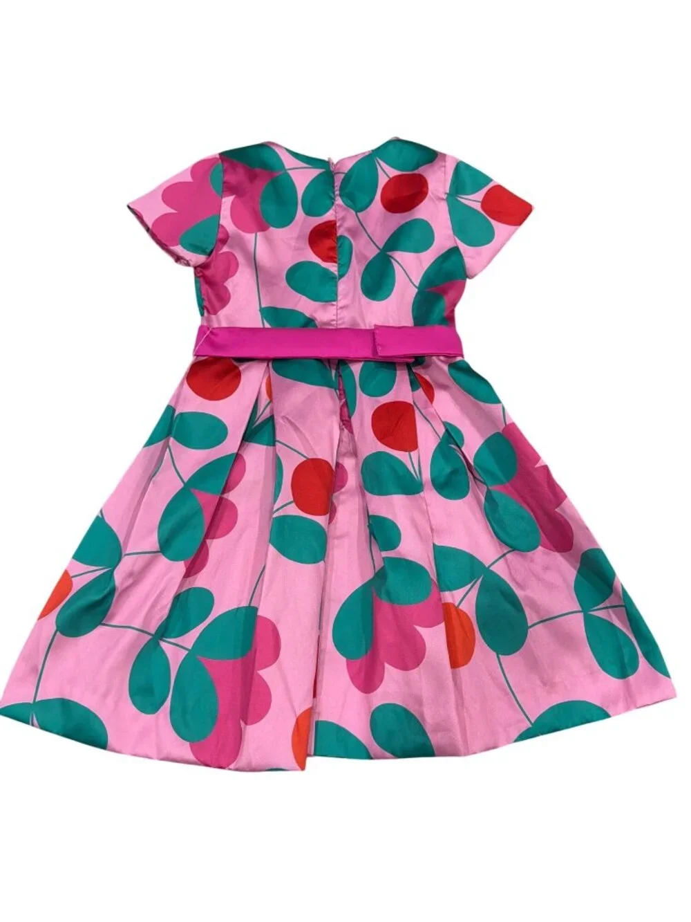 Jacadi Paris Girls Pink Floral Party Dress 8A 128CM Polyester & Cotton